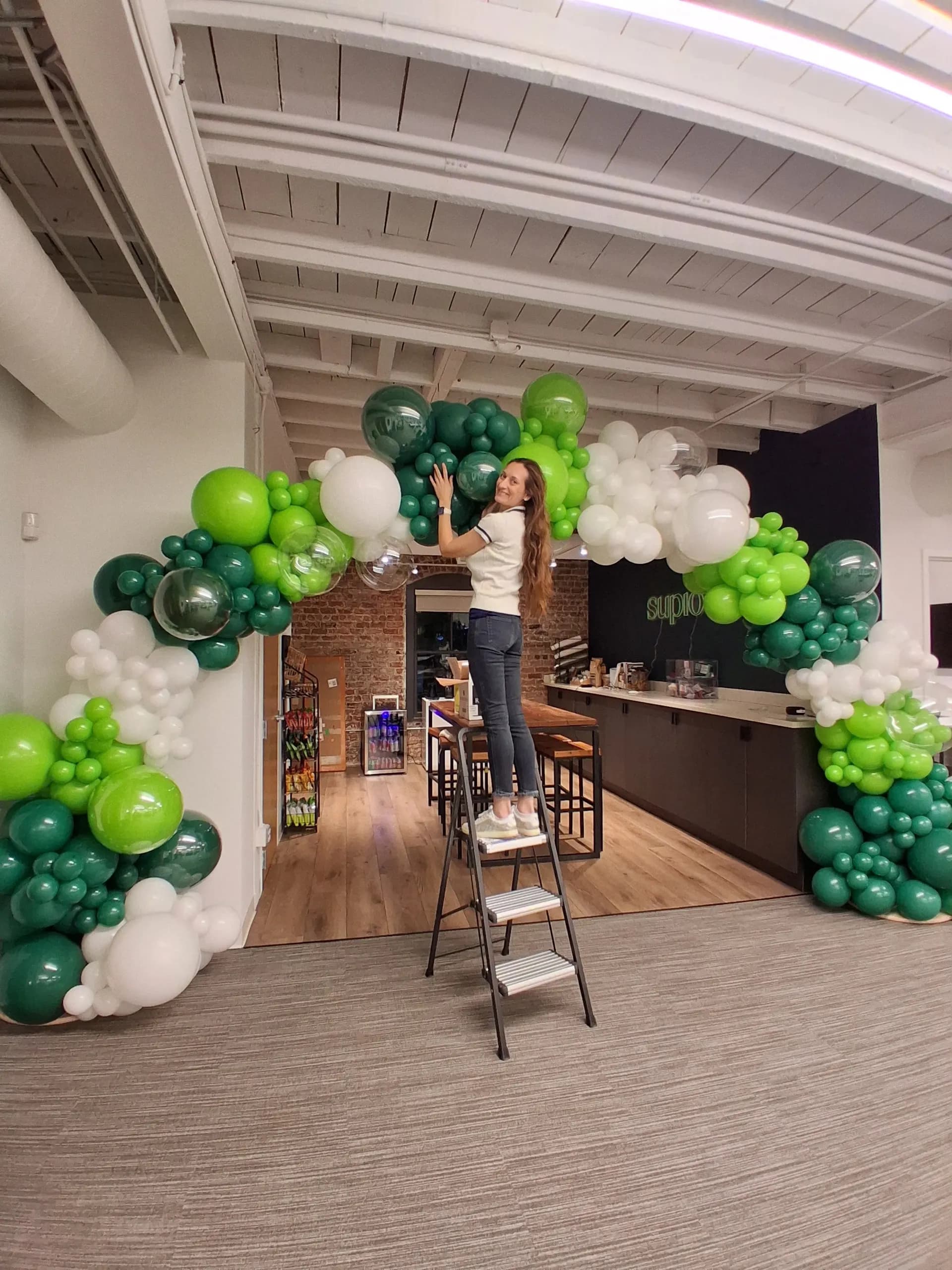 Office Grand Opening in Downtown San Francisco: organic balloon arch, view 2 of 6.