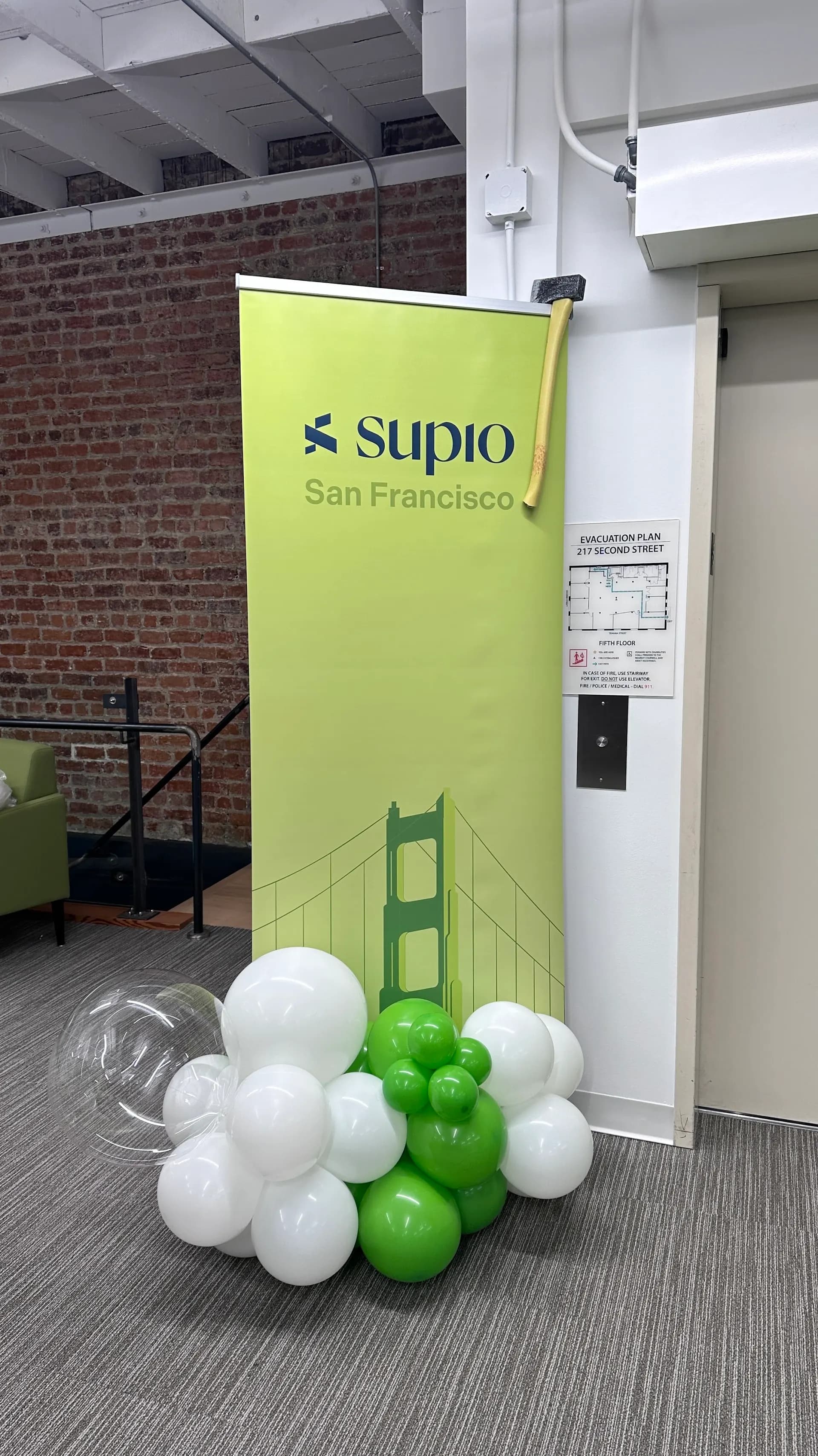 Completed organic balloon arch from the Office Grand Opening project in Downtown San Francisco (image 4 of 6).