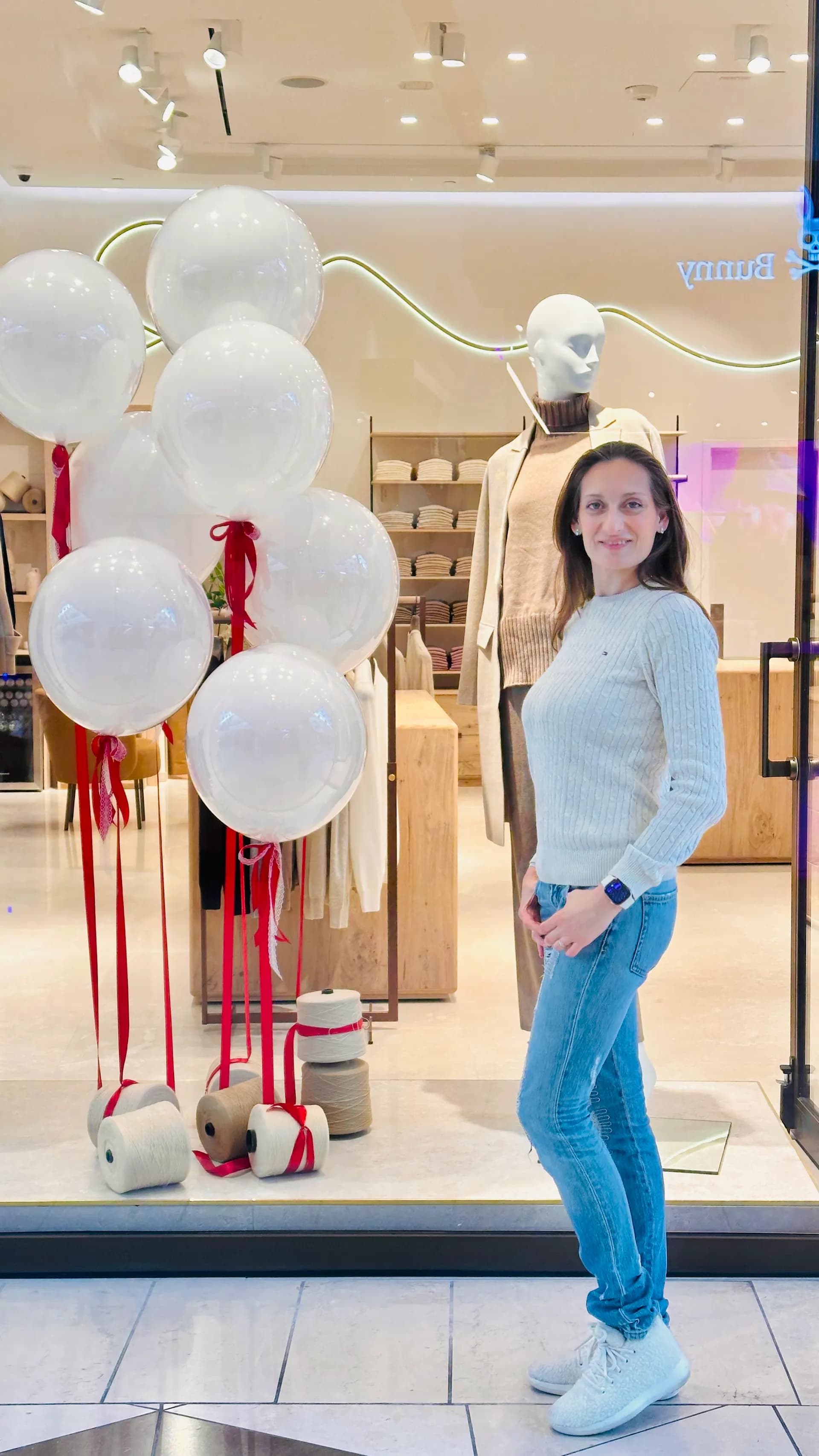 Storefront Brand Activation in Westfield Valley Fair, San Jose: retail balloon display, view 2 of 2.