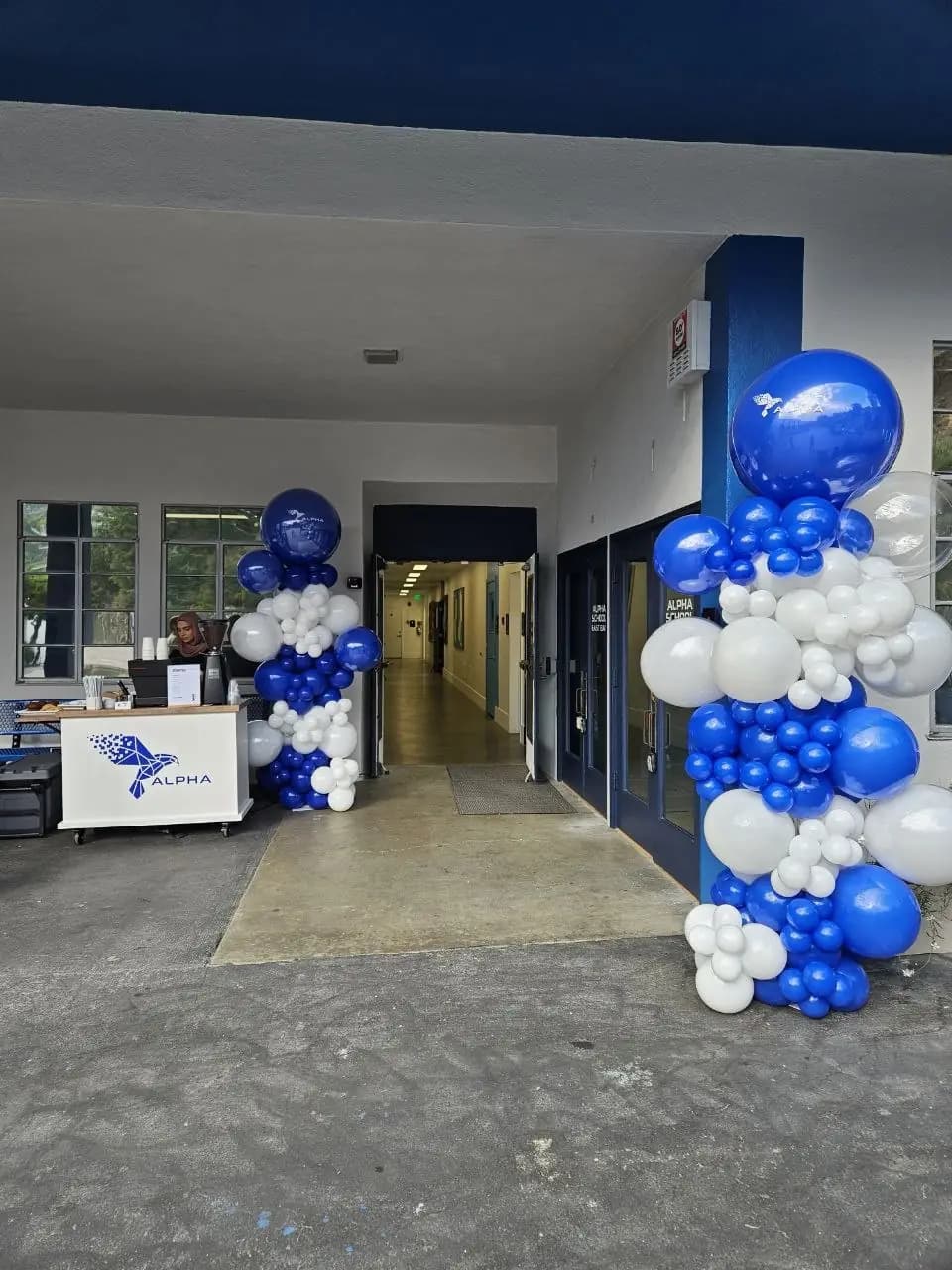 Alpha Public Schools Entrance Balloon Columns — view 02