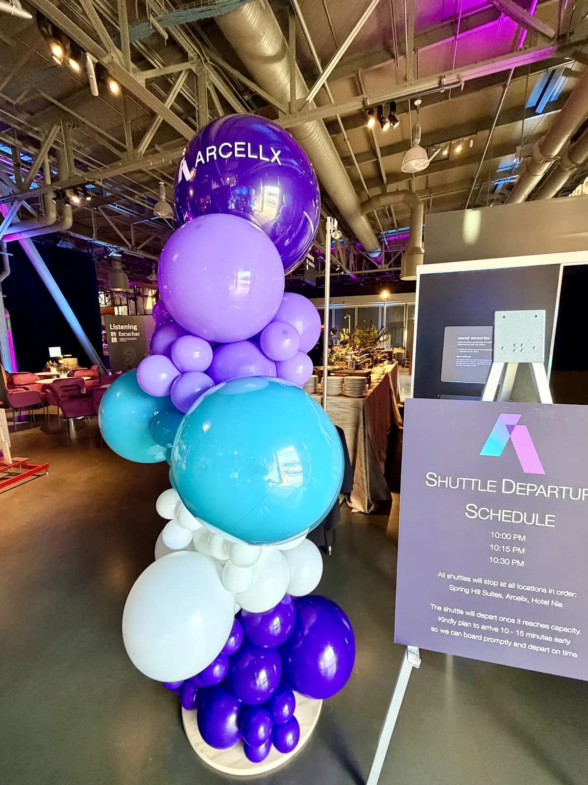 Arcellx Corporate Event Branded Balloon Column Closeup — view 03