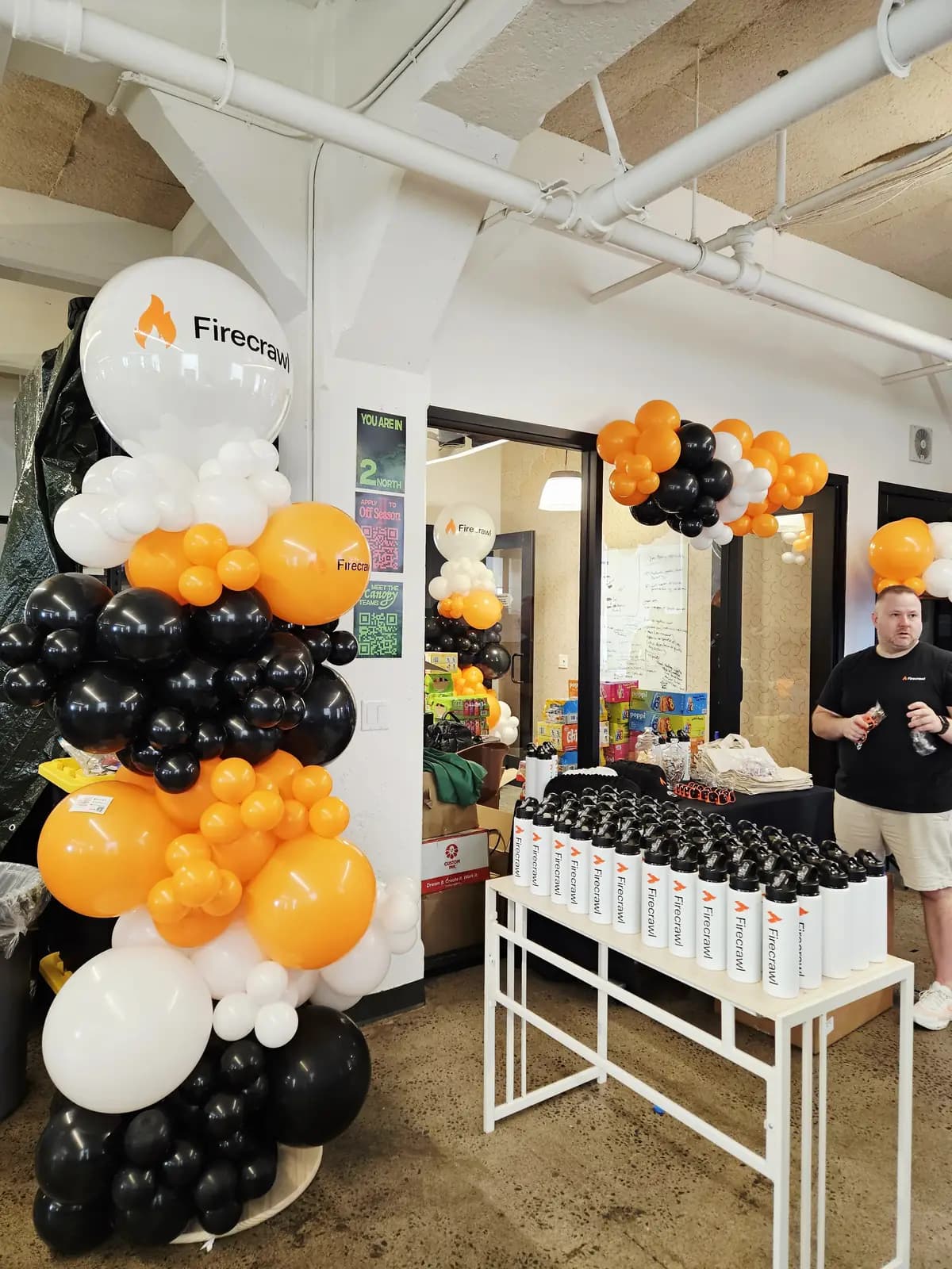 Firecrawl Office Launch Balloon Columns — view 01