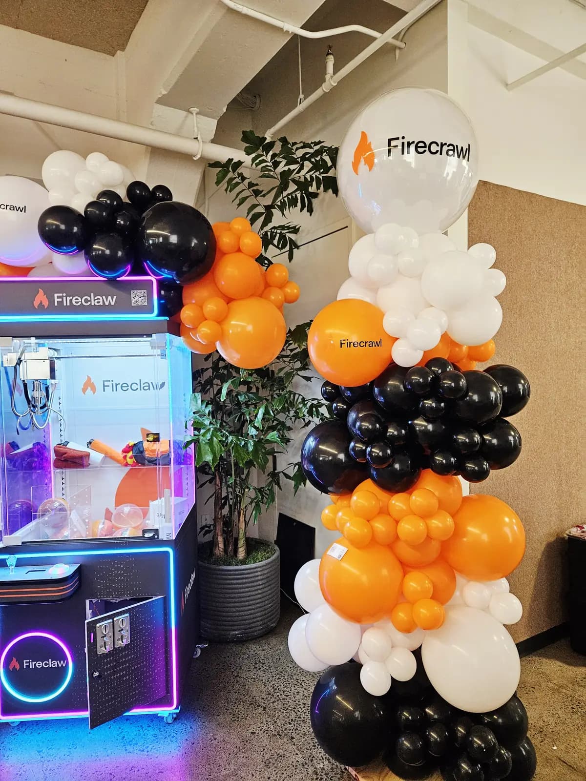 Firecrawl Office Launch Balloon Columns — view 02