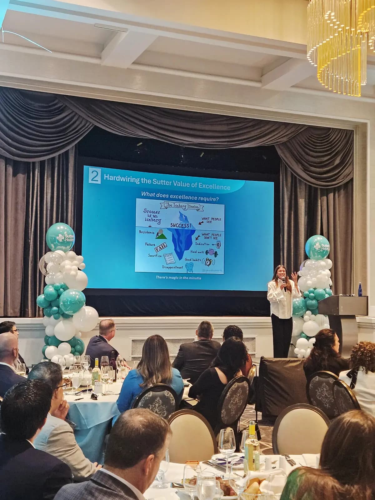 Sutter Health Leadership Event Stage Balloon Columns — view 02