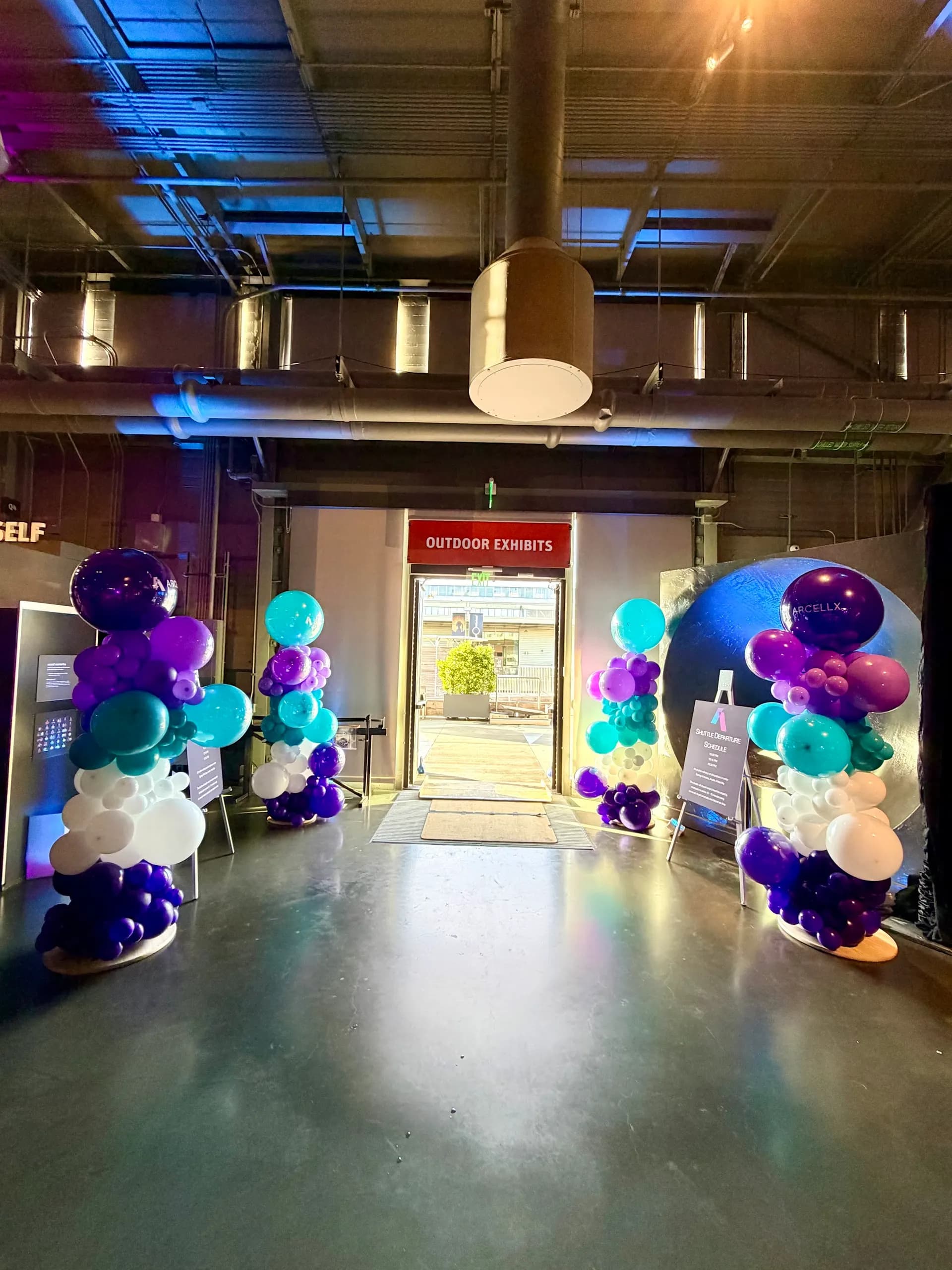 Branded balloon columns for Arcellx at the Corporate Event & Shuttle Departure in San Francisco Bay Area.