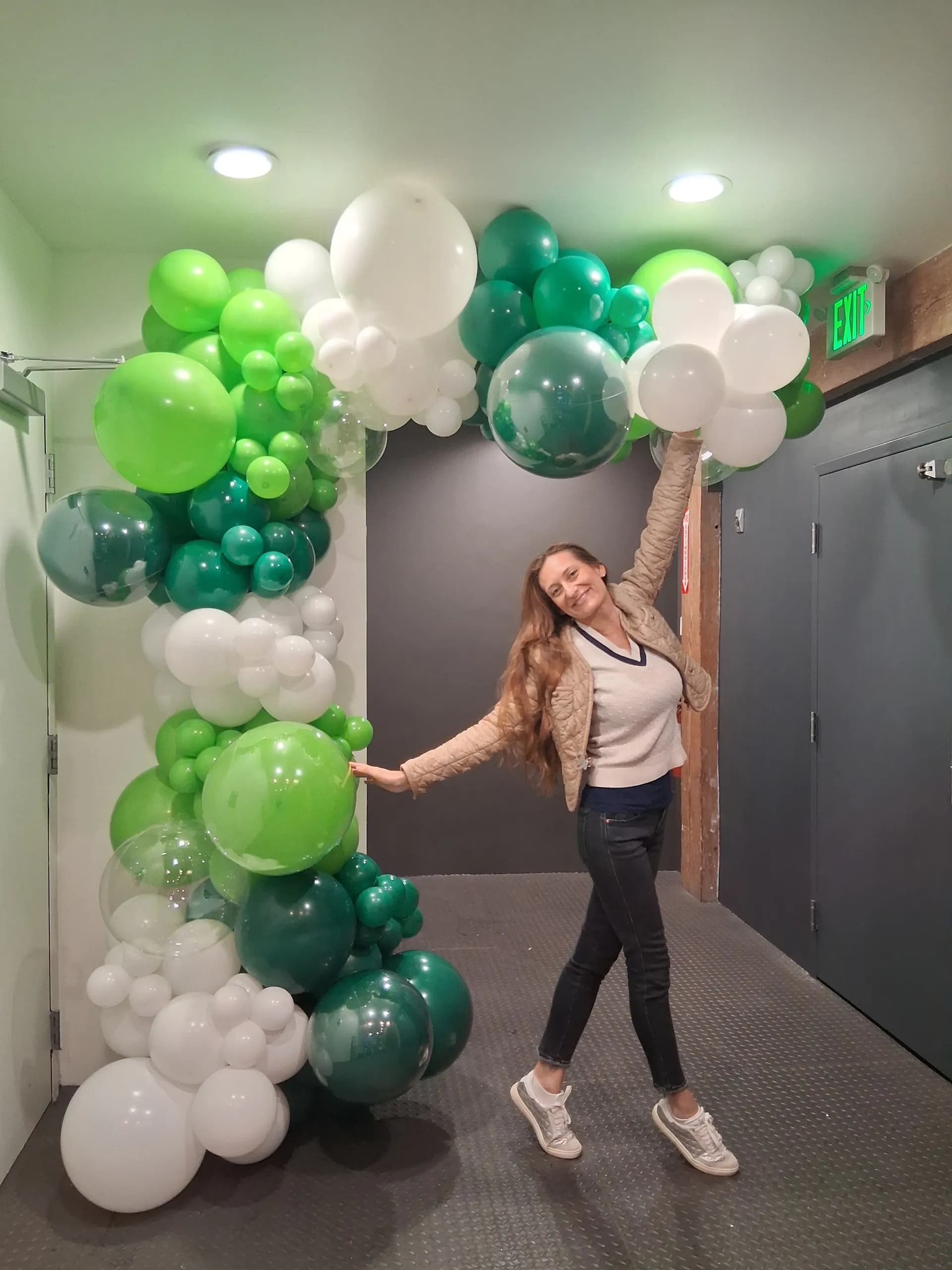 Organic balloon arch at the Office Grand Opening in Downtown San Francisco.