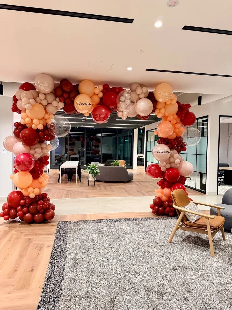 Databricks' Corporate Office Event in Silicon Valley, California: organic balloon arch, view 2 of 6.
