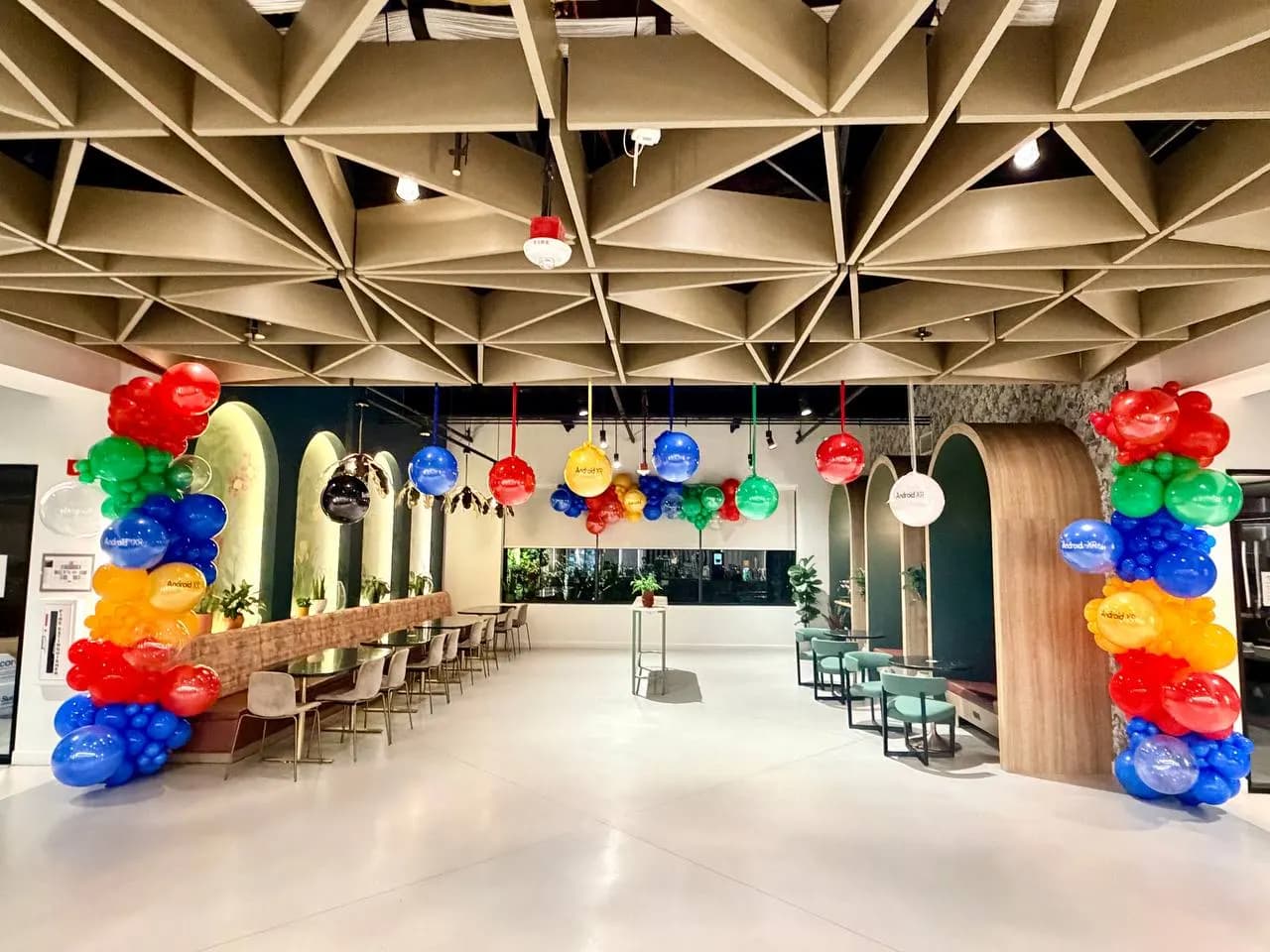 Branded balloon installation for Google at the Product Launch & New Office Event in Santa Clara, California.