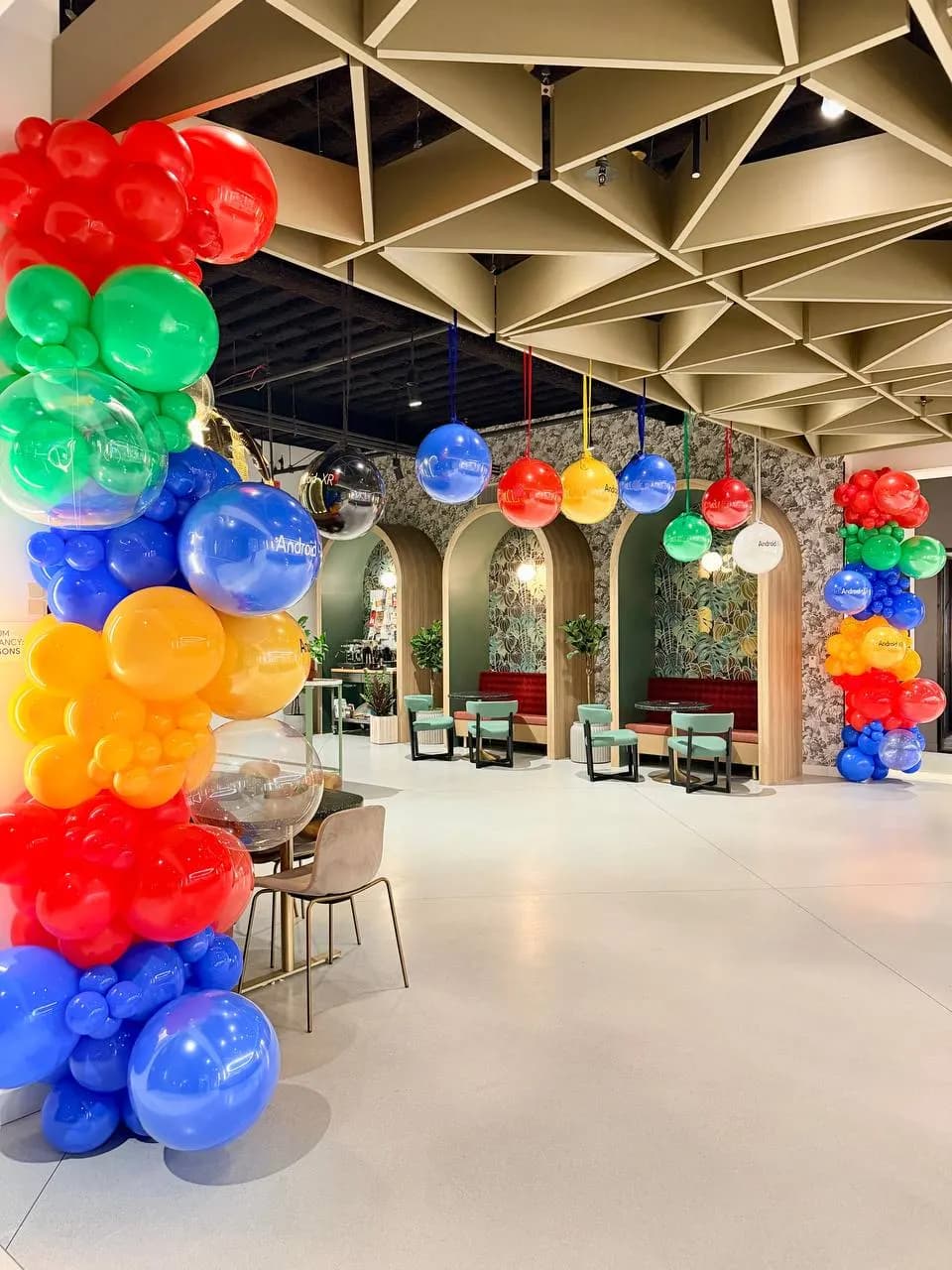Google's Product Launch & New Office Event in Santa Clara, California: branded balloon installation, view 2 of 2.