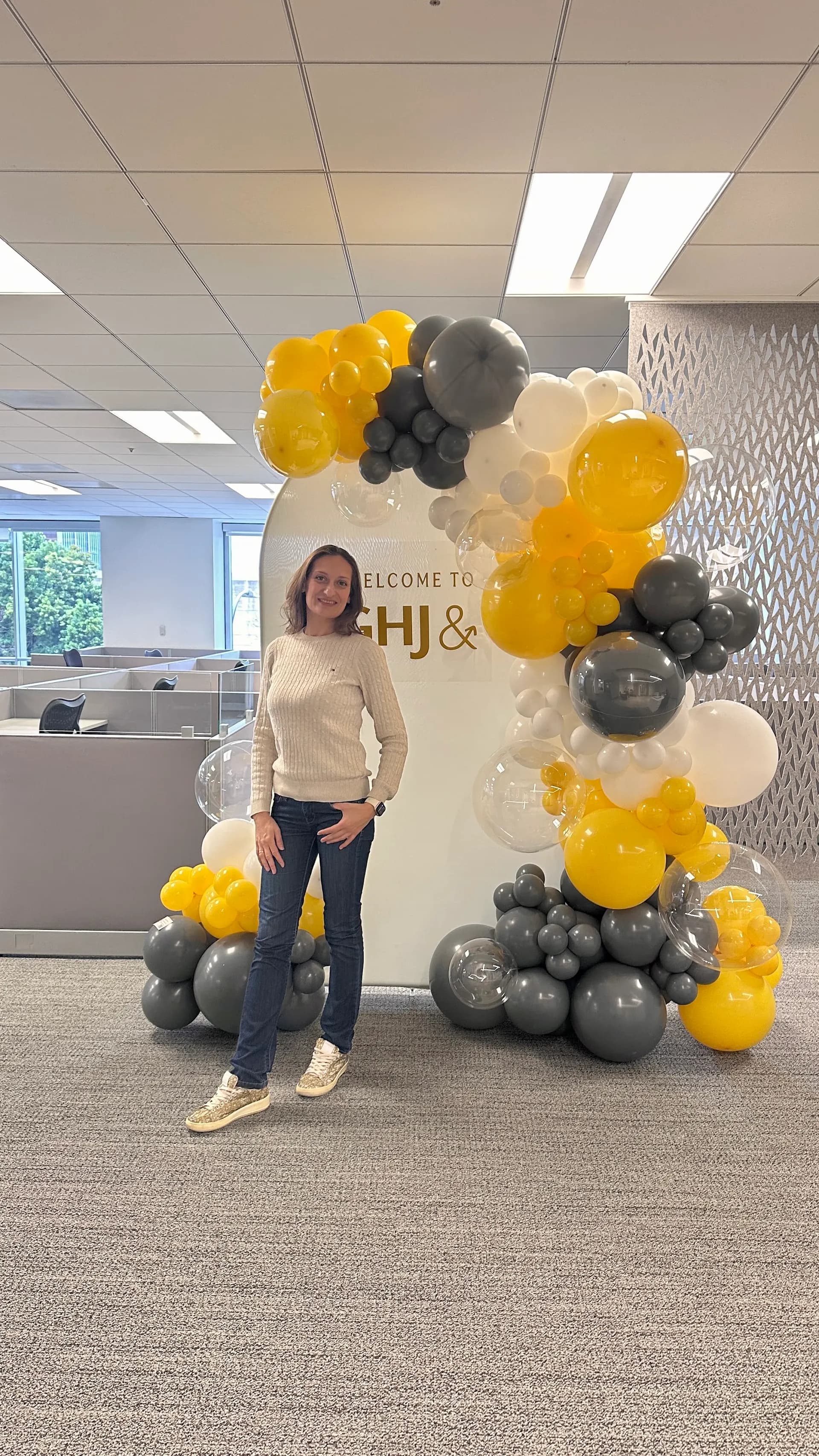 Professional grand-opening balloon décor at the Law Firm Office Opening in San Jose, California.