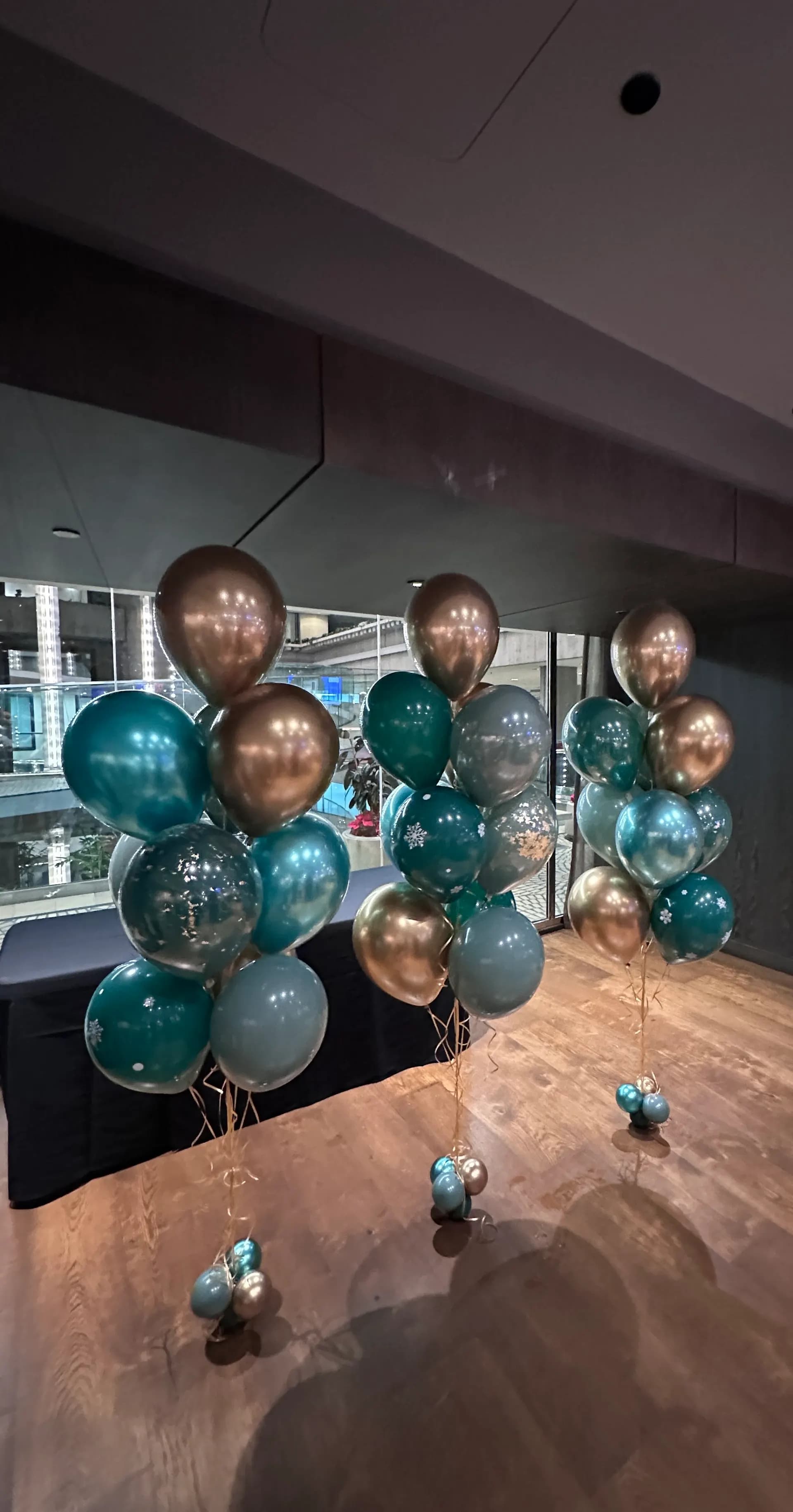 Helium balloon décor at the Corporate Office Event in SoMa, San Francisco.